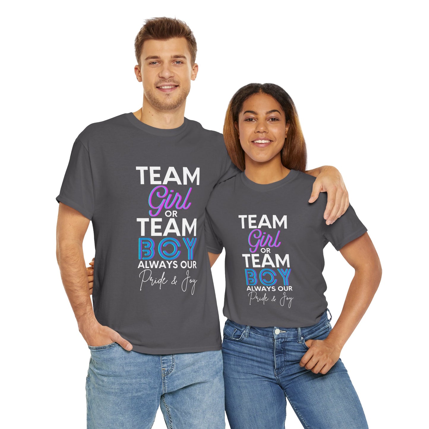 Gender Reveal T-Shirt "Team Boy/Girl - Always Our Pride and Joy" | Baby Announcement Tee